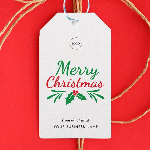 Merry Christmas Custom Business Company Logo  Gift Tags