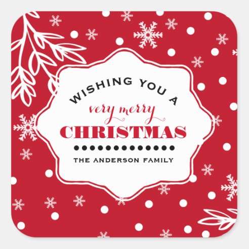 Merry Christmas Snowflake Stickers | Zazzle