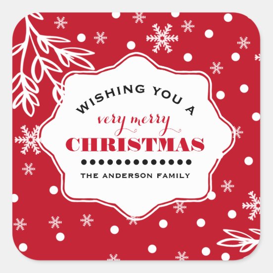 Merry Christmas Snowflake Stickers | Zazzle