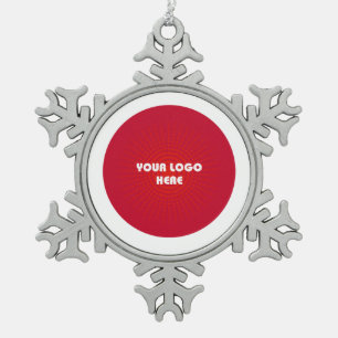 Merry Christmas. Custom Company Logo Snowflake  Pewter Christmas Ornament