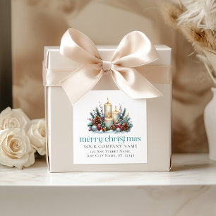 Merry Christmas Custom Company Name Square Sticker