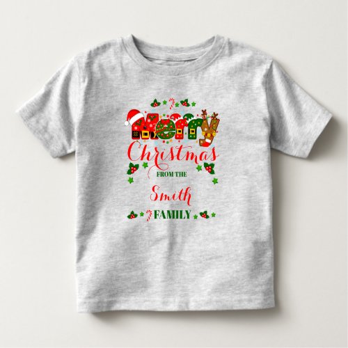Merry Christmas custom family last name Toddler T_shirt
