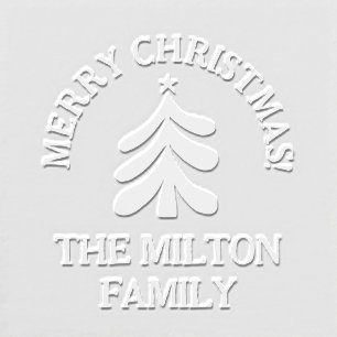 Merry Christmas custom family name Embosser