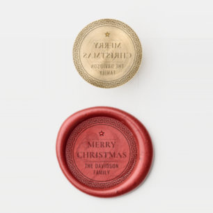 Merry Christmas Custom Family Name Greek Meander Wax Seal Stamp
