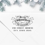 Merry Christmas Custom Family Name Return Address Rubber Stamp<br><div class="desc">Custom-designed return address stamp featuring festive Christmas design with your family name and address.  Personalize this address stamp today to add a touch of style to your holiday greeting cards,  letters,  and more!</div>