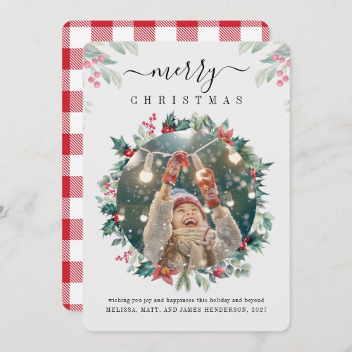 Merry Christmas Custom Family Photo Mistletoe Note Card