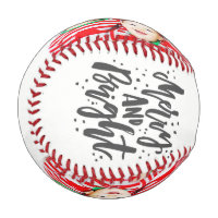 Merry Christmas and Happy New year on green ribbon Baseball, Zazzle