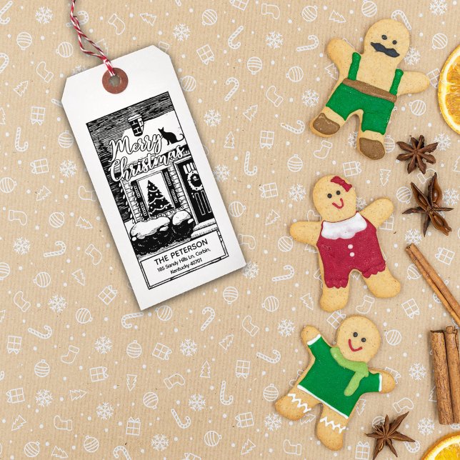 Merry Christmas Custom Family Return Address,  Rubber Stamp (Creator Uploaded)