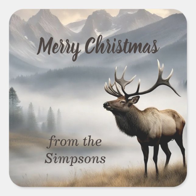 Merry Christmas Custom From the Name Elk Square Sticker (Front)
