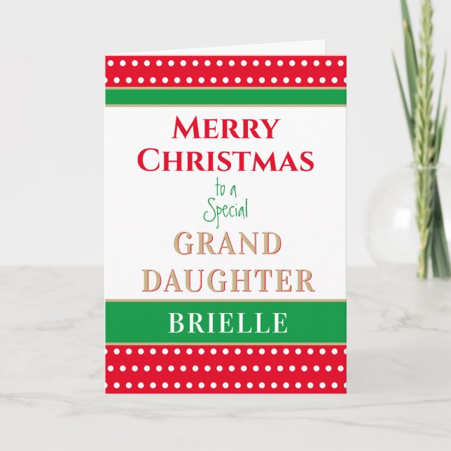 Merry Christmas Custom Granddaughter card (Front)