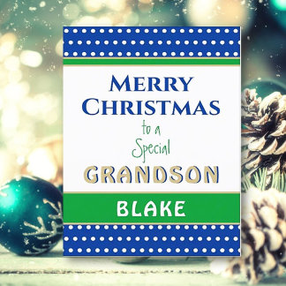 Merry Christmas Custom Grandson card