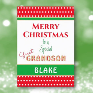 Merry Christmas Custom Great Grandson card