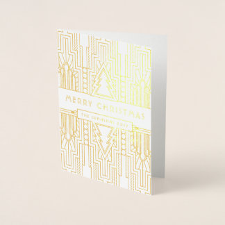 Merry Christmas Custom Greeting Art Deco Christmas Foil Card