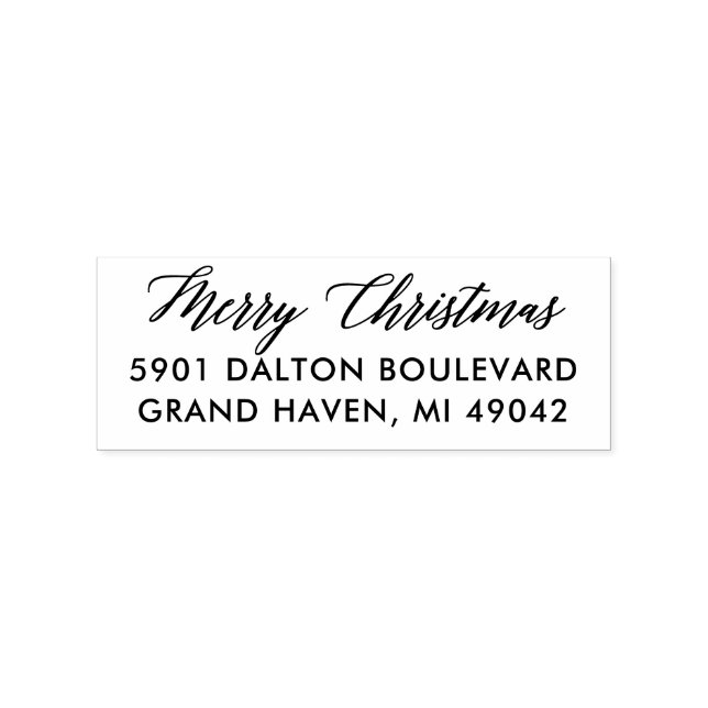 Merry Christmas Custom Holiday Return Address Rubber Stamp (Imprint)