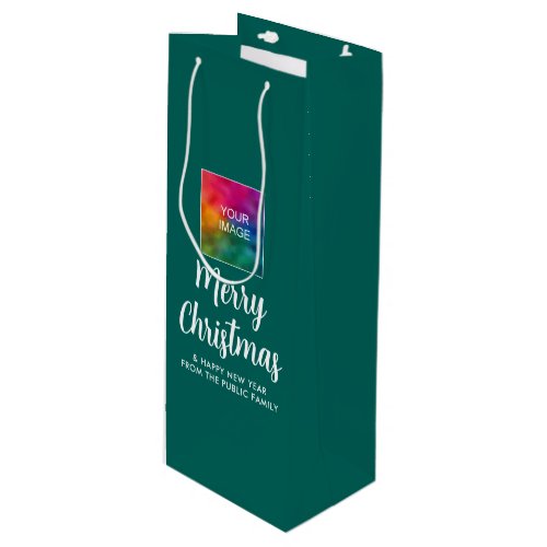 Merry Christmas Custom Image Photo Logo Text Wine Gift Bag