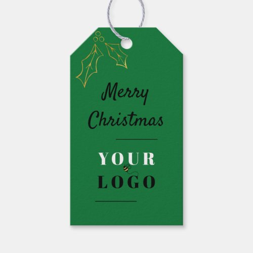 Merry Christmas Custom My Logo Company Green Gift Tags