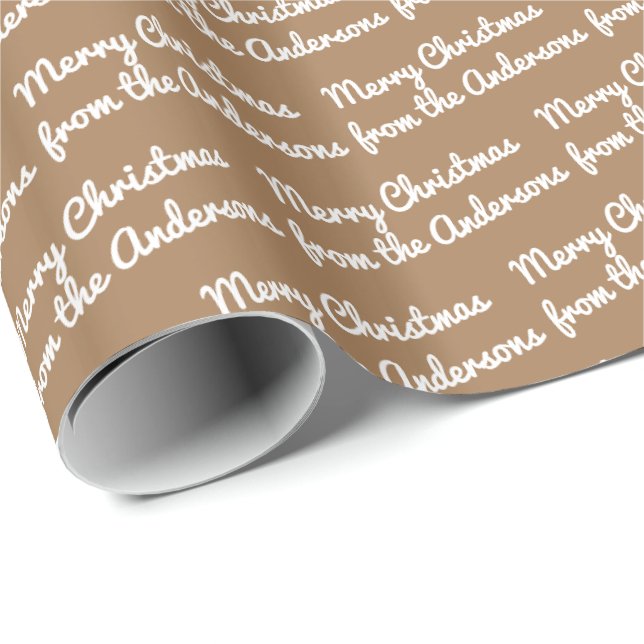 Merry Christmas Custom Name Christmas Wrapping Paper (Roll Corner)
