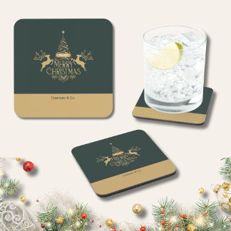 Merry Christmas Custom Name for Corporate Team Beverage Coaster