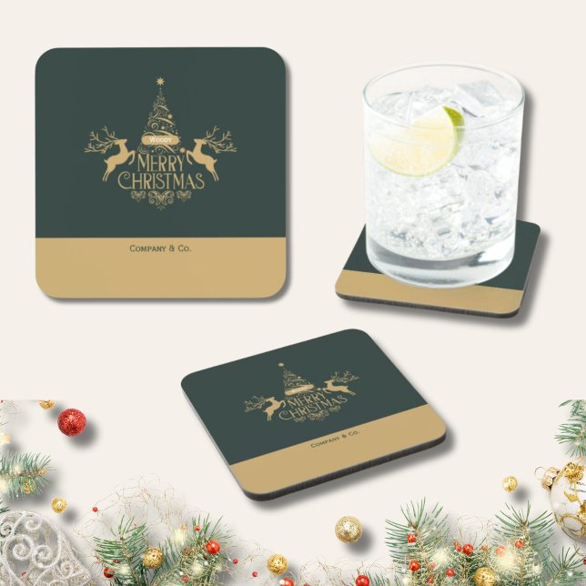 Merry Christmas Custom Name for Corporate Team Beverage Coaster (Creator Uploaded)