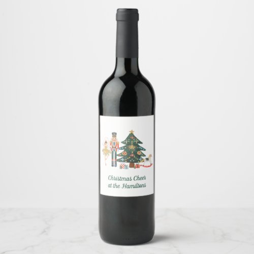 Merry Christmas Custom Nutcracker Wine Label