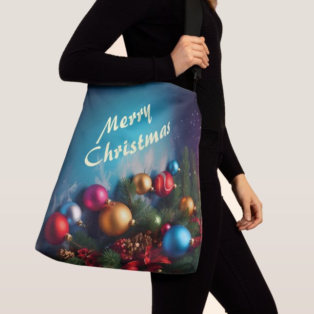 Merry Christmas Custom Personalize Text Crossbody Bag (Close Up)