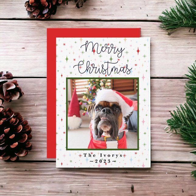 Merry Christmas Custom Pet Dog Photo Holiday Card (Creator Uploaded)