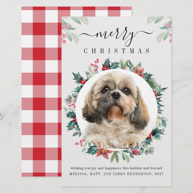 Merry Christmas Custom Pet Owner Photo Card (Front/Back)