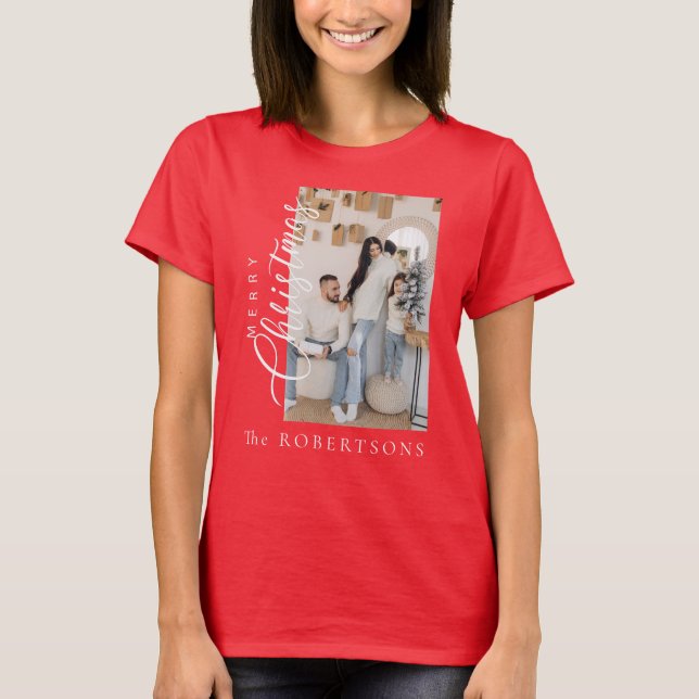 "Merry Christmas" Custom Photo and Name T-Shirt (Front)