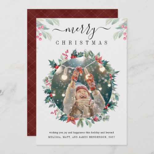 Merry Christmas Custom Photo Mistletoe Holiday Card