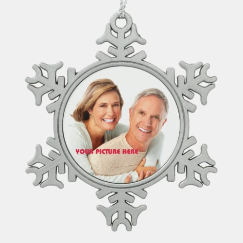 Merry Christmas Custom Photo  Snowflake Pewter Christmas Ornament