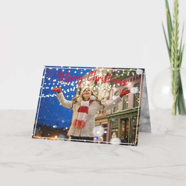 Merry Christmas Custom Photograph Celebration Holiday Card (Front)