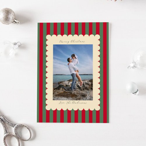 Merry Christmas Custom Photograph Modern Holiday Card