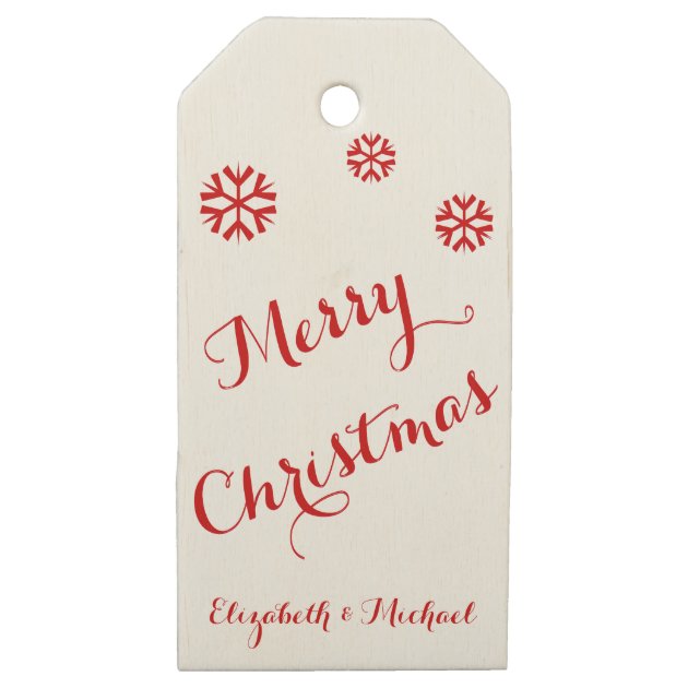 Merry Christmas Custom Red Green Wooden Gift Tags