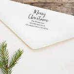 Merry Christmas Custom Return Address Self-inking Stamp<br><div class="desc">This design features a Merry Christmas simple minimalist stamp with your family name and address,  a cute whimsical,  festive script typography,  and elegant modern style you can create your own minimal rustic stocking stamp.</div>