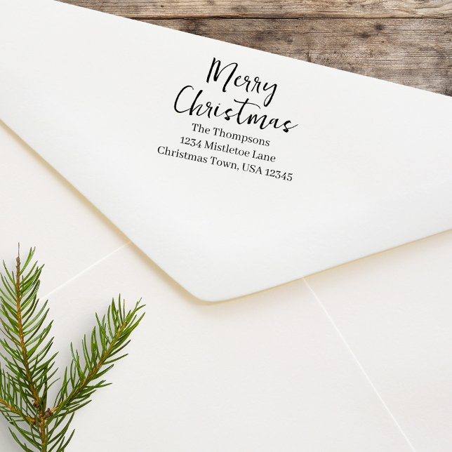 Merry Christmas Custom Return Address Self-inking Stamp (Merry Christmas return address stamp. )
