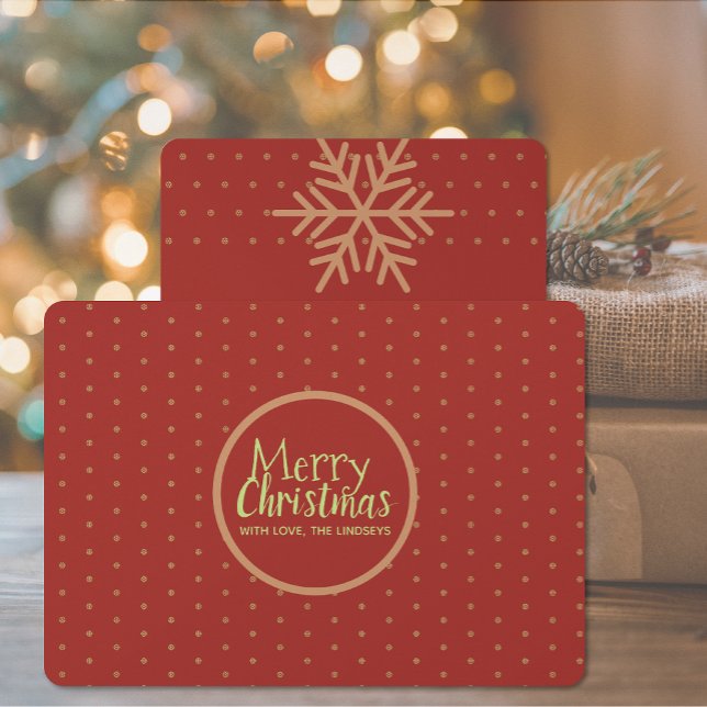 Merry Christmas Custom Text Flat Holiday Card (Merry Christmas Red Greeting Card (non photo option))