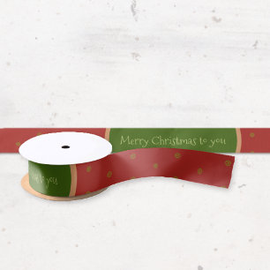 Merry Christmas Custom Text Red Satin Ribbon
