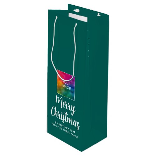 Merry Christmas Customer Image Photo Logo Text Wine Gift Bag