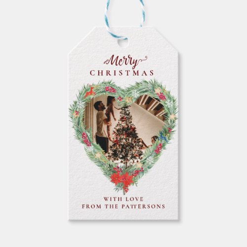 Merry Christmas customer specific photo heart   Gift Tags