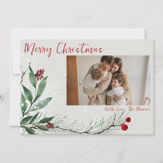MERRY CHRISTMAS CUSTOMIZABLE GREENERY CHRISTMAS  INVITATION (Front)