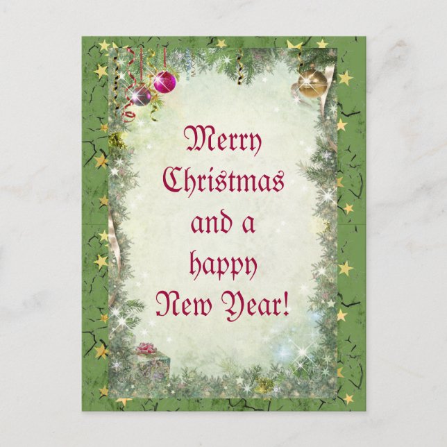 Merry Christmas (customizable) Holiday Postcard (Front)