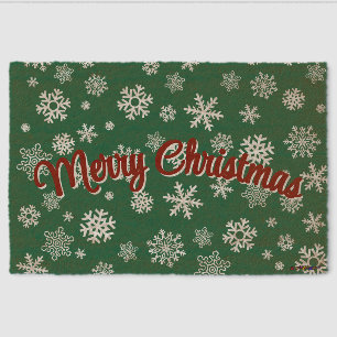 Merry Christmas Customizable Snowflakes Doormat Fiber Doormat