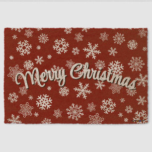 Merry Christmas Customizable Snowflakes Doormat Fiber Doormat