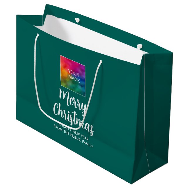 Merry Christmas Customizable Template Elegant Large Gift Bag (Front Angled)