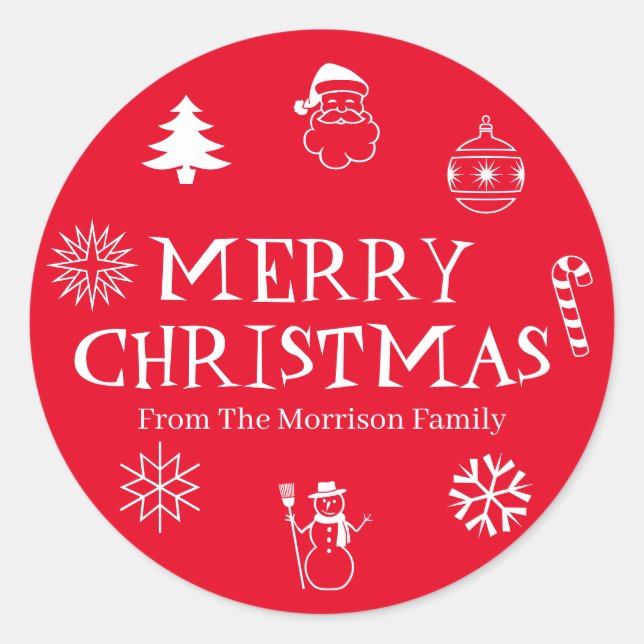 Merry Christmas customize name gift favor stickers (Front)