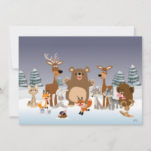 Merry Christmas! Cute Animals Invitation Card