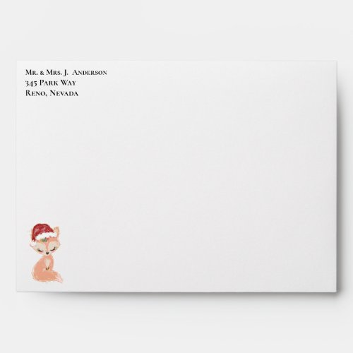 Merry Christmas Cute Baby Fox Red Santa Hat Envelo Envelope