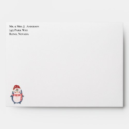 Merry Christmas Cute Baby Penguin Red Santa Hat En Envelope