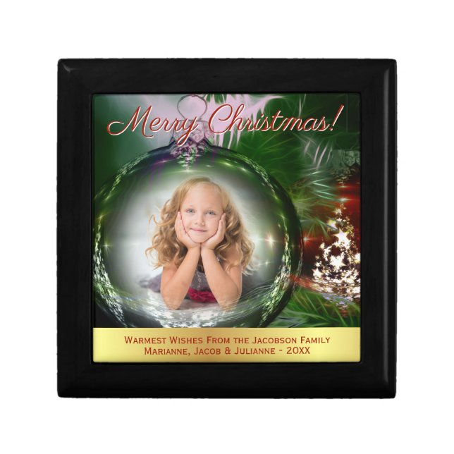 Merry Christmas! Cute Bauble Ornament Photo Frame Gift Box (Front)
