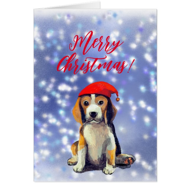 Merry christmas cute beagle puppy Card (Front)